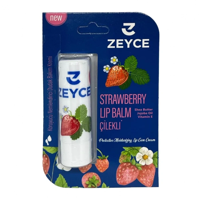 Zeyce Çilek Dudak Bakım Kremi 4,8 gr 24 Saat Nem, Dudak Bakımı, Çilek Kokusu, Hafif Kırmızı