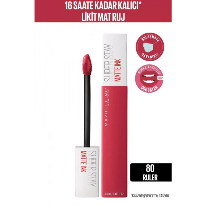 Maybelline New York Likit Mat Ruj - SuperStay Matte Ink Liquid Lipstick 80 Ruler