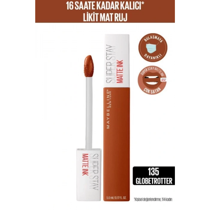 Maybelline New York Super Stay Matte Ink City Edition Likit Mat Ruj - 135 Globe - Trotter