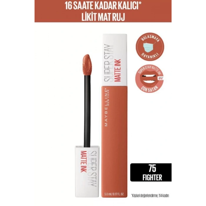 Maybelline New York Super Stay Matte Ink Unnude Likit Mat Ruj - 75 Fighter - Kahverengi