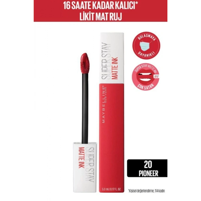 Maybelline New York Super Stay Matte Ink Likit Mat Ruj - 20 Pioneer - Kırmızı