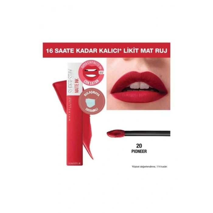 Maybelline New York Super Stay Matte Ink Likit Mat Ruj - 20 Pioneer - Kırmızı