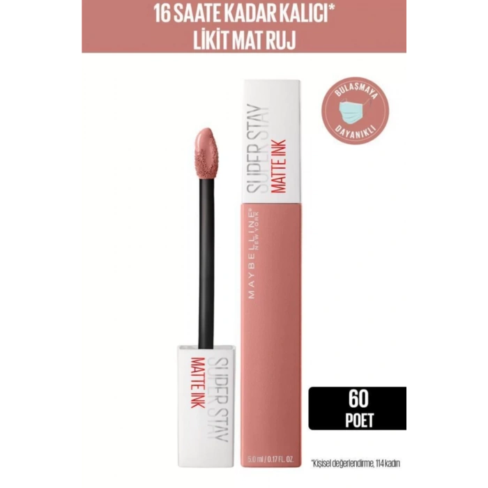 Maybelline New York Super Stay Matte Ink Unnude Likit Mat Ruj - 60 Poet - Nude