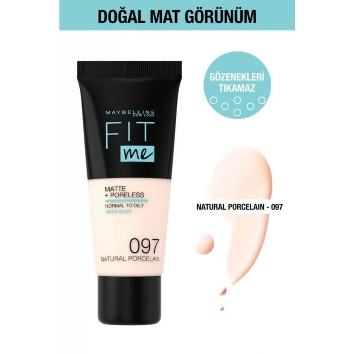 Maybelline New York Fit Me Matte + Poreless Fondöten - 97 Natural Porcelain
