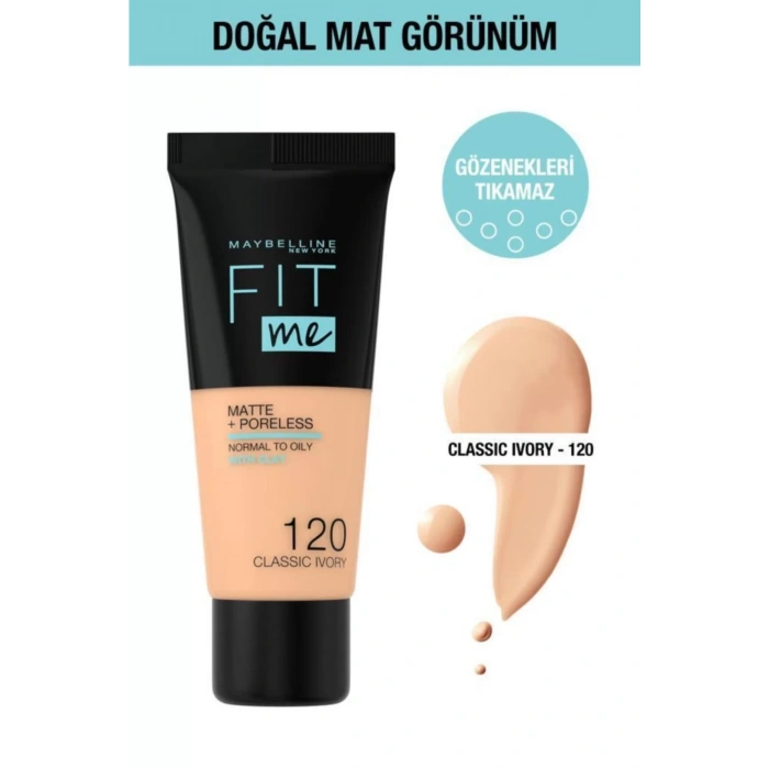 Maybelline New York Fit Me Matte+poreless Fondöten - 120 Classic Ivory