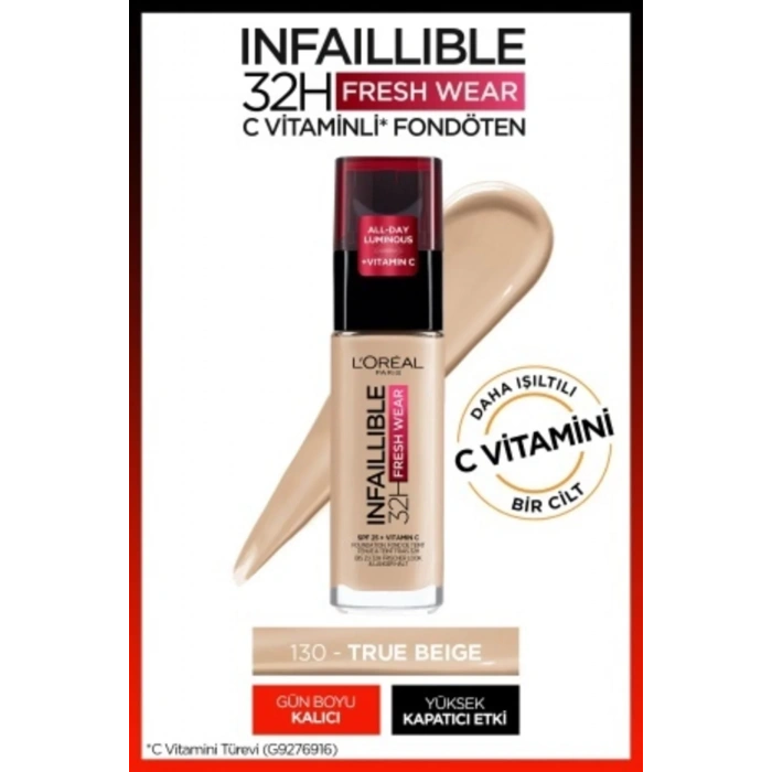 Loreal Paris Infaillible 32H Fresh Wear C Vitaminli Fondöten - 130 True Beige