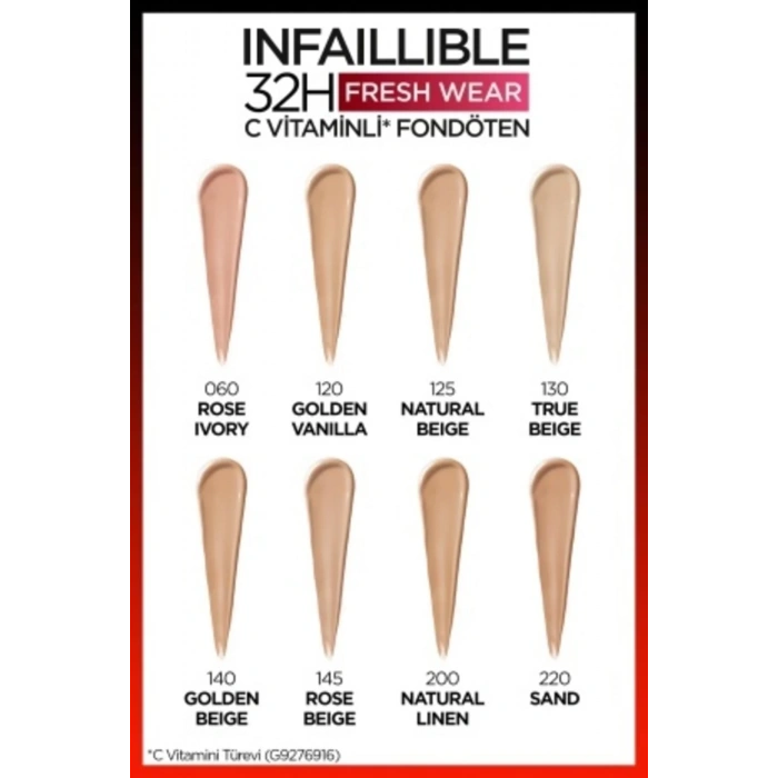 Loreal Paris Infaillible 32H Fresh Wear C Vitaminli Fondöten - 130 True Beige