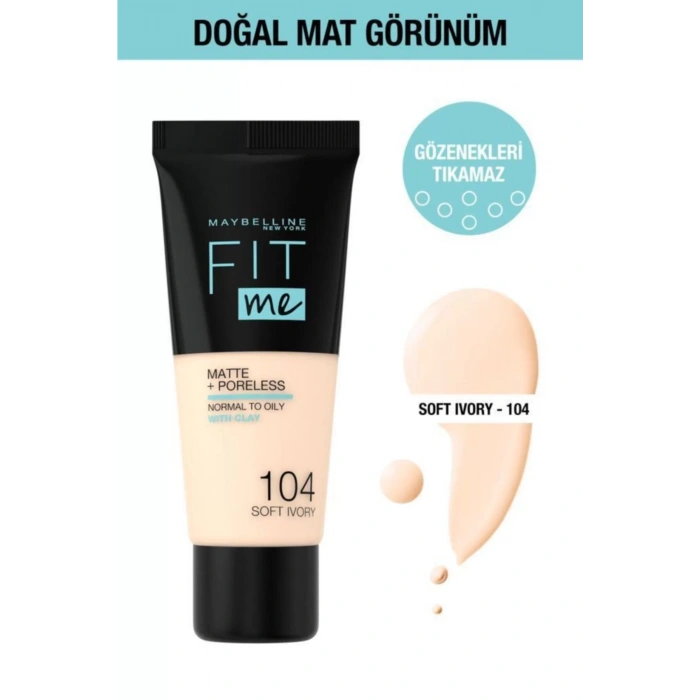 Maybelline New York Fit Me Matte + Poreless Fondöten - 104 Soft Ivory