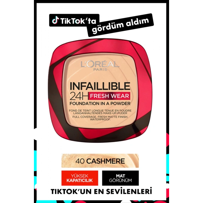 Loreal Paris Infaillible 24h Fresh Wear Pudra Fondöten 40 Cashmere