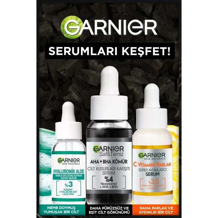 Garnier Aha Bha Cilt Kusurları Karşıtı Siyah Serum %4 [niasinamid Peeling Etkili Aha Bha] 30 ml