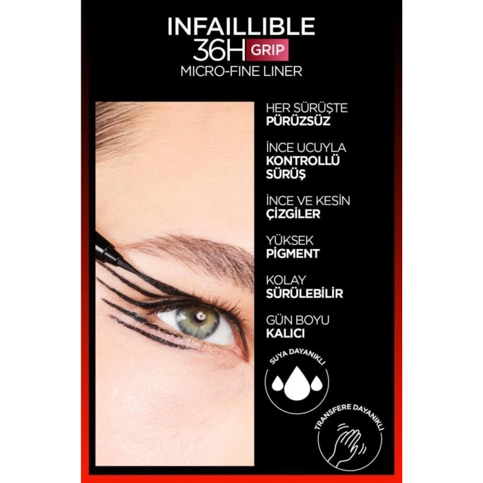 Loreal Paris Infaillible 36h Grip Micro Fine Eyeliner 01 Obsidian - Siyah