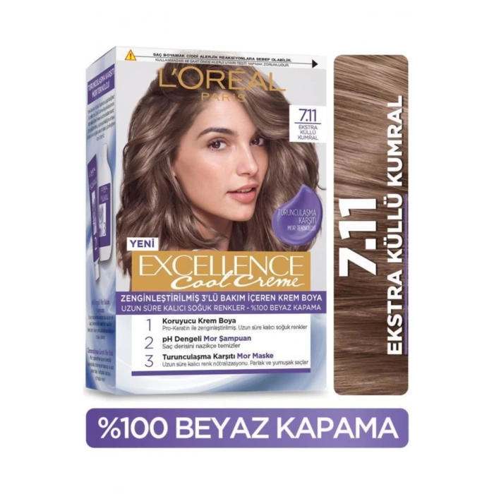 Loreal Paris Excellence Cool Creme Saç Boyası – 7.11 Ekstra Küllü Kumral
