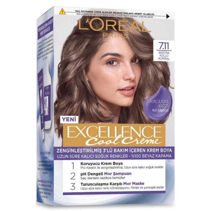 Loreal Paris Excellence Cool Creme Saç Boyası – 7.11 Ekstra Küllü Kumral