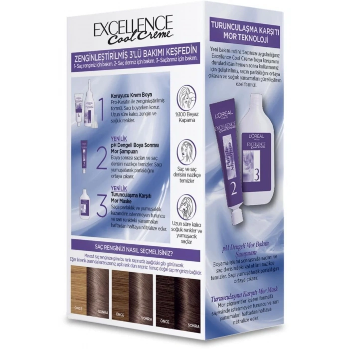 Loreal Paris Excellence Cool Creme Saç Boyası – 7.11 Ekstra Küllü Kumral