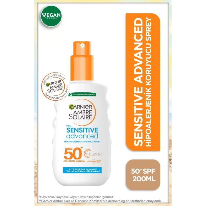 Garnier Ambre Solaire Sensitive Advanced Hipoalerjenik Güneş Koruyucu Sprey Spf50+ 200ml