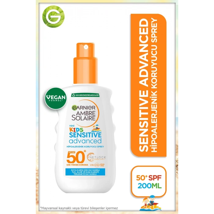Garnier Ambre Solaire Sensitive Advanced Çocuk Hipoalerjenik Güneş Koruyucu Sprey SPF50+ 200 ml