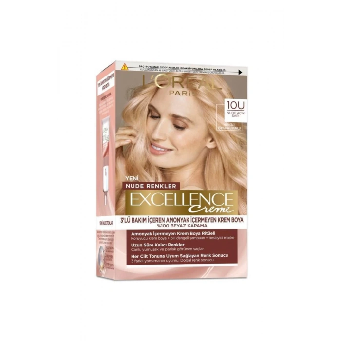 Loreal Paris Excellence Creme Nude Renkler Saç Boyası – 10u Nude Açık Sarı