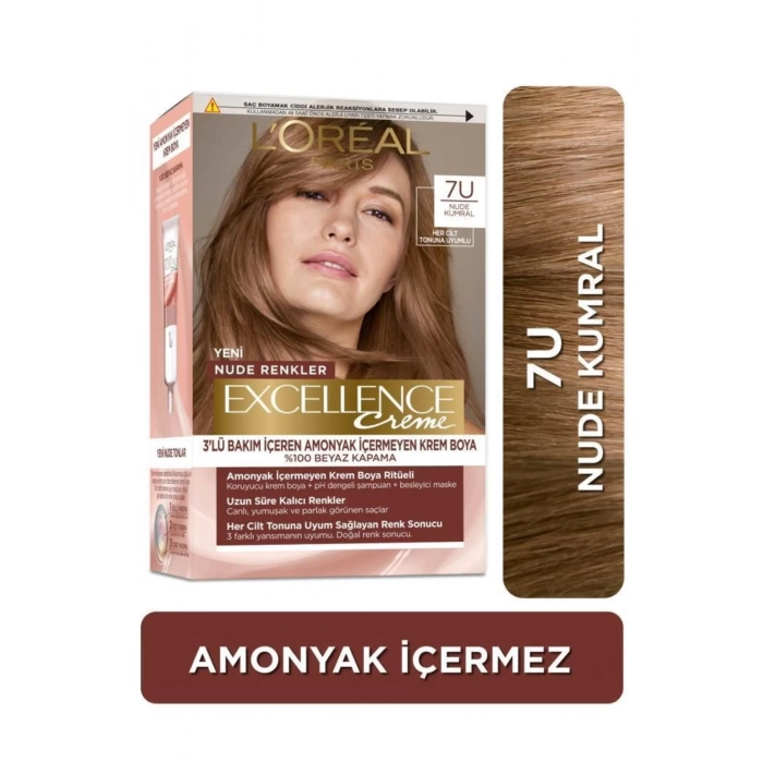Loreal Paris Excellence Creme Nude Renkler Saç Boyası – 7u Nude Kumral