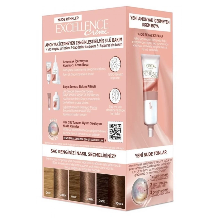 Loreal Paris Excellence Creme Nude Renkler Saç Boyası – 7u Nude Kumral
