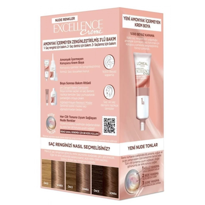 Loreal Paris Excellence Creme Nude Renkler Saç Boyası – 6u Nude Koyu Kumral