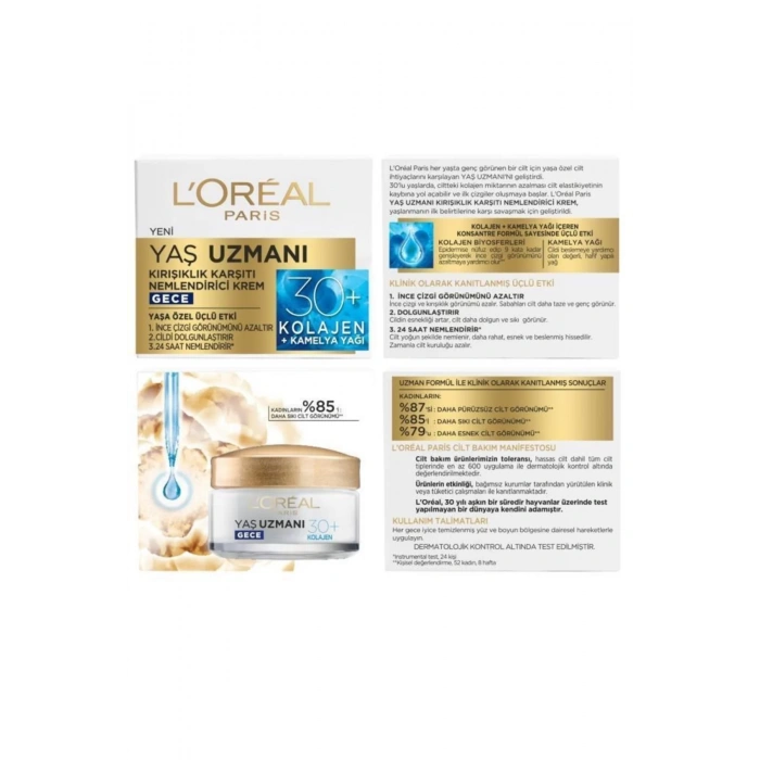 Loreal Paris Yaş Uzmanı 30+ Kırışıklık Karşıtı Nemlendirici Gece Kremi