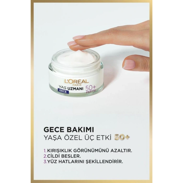 Loreal Paris Yaş Uzmanı 50+ Kırışıklık Karşıtı Yenileyici Gece Kremi 50 ml