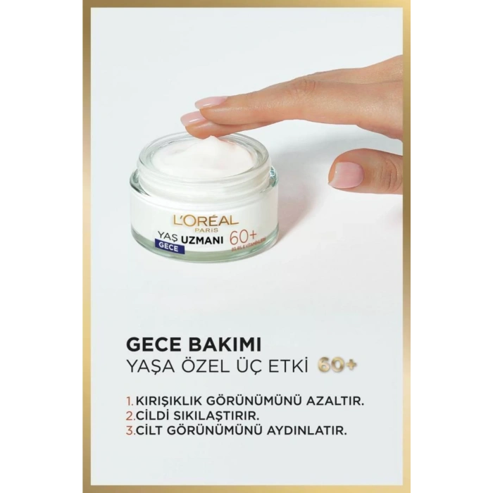 Loreal Paris Yaş Uzmanı 60+ Kırışıklık Karşıtı Besleyici Gece Kremi