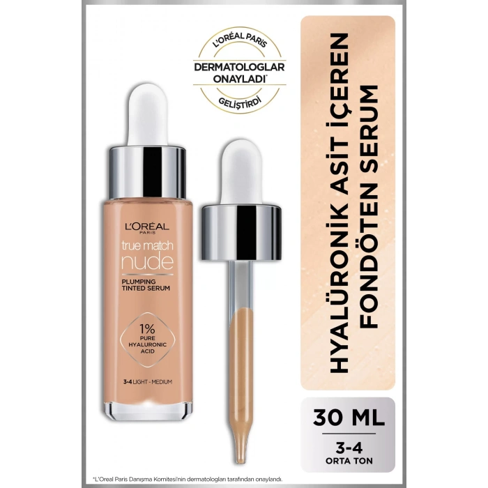 Loreal Paris True Match Nude Fondöten Serum 3-4 Light Medium