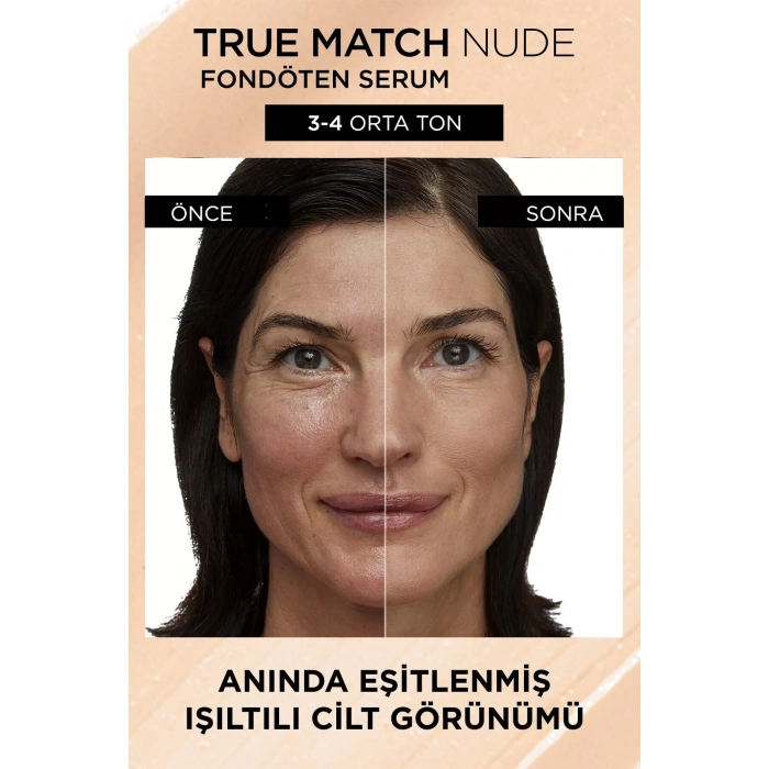 Loreal Paris True Match Nude Fondöten Serum 3-4 Light Medium