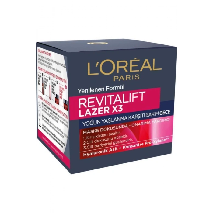 Loreal Paris Revitalift Lazer X3 Yaşlanma Karşıtı Gece Kremi 50 ml