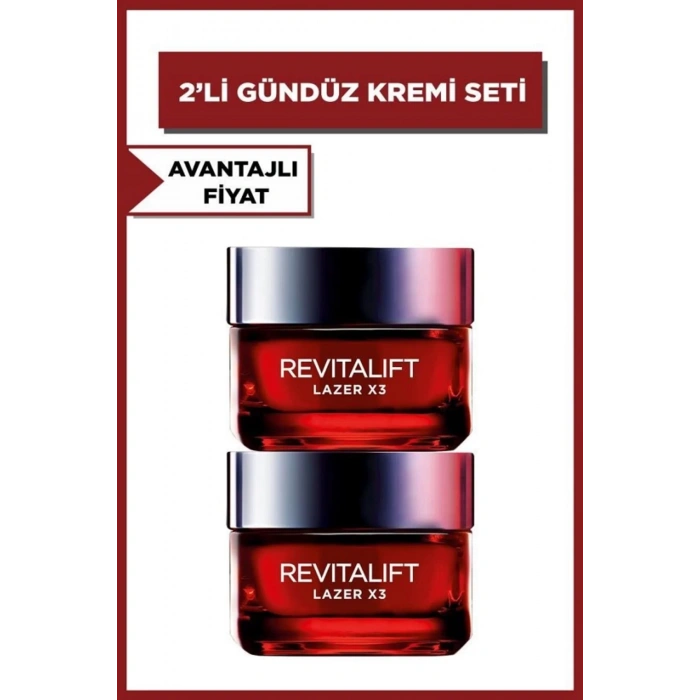 Loreal Paris Revitalift Lazer X3 Yoğun Yaşlanma Karşıtı Gündüz Bakım Kremi 2li Set