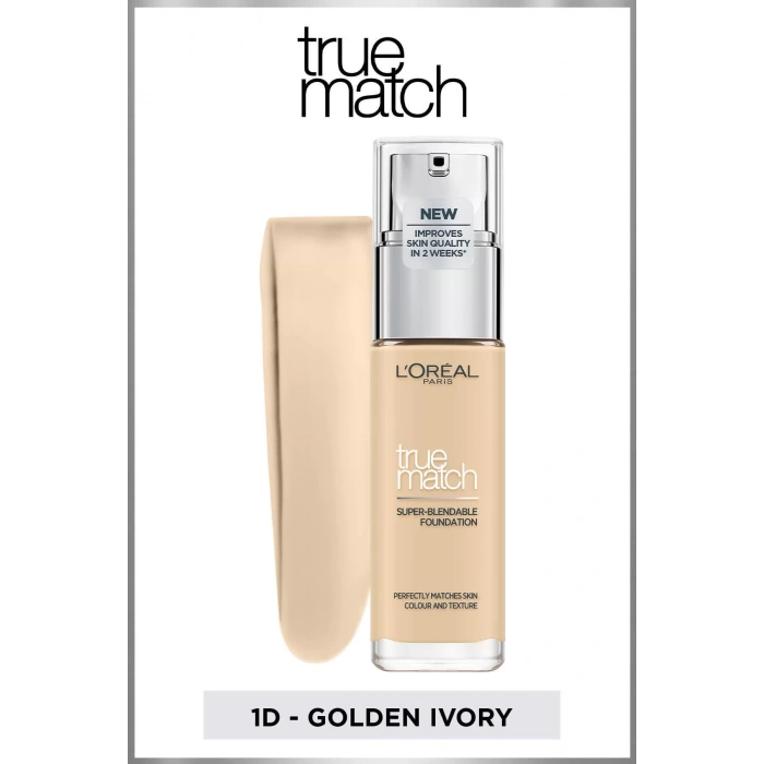 Loreal Paris True Match Bakım Yapan Fondöten 1D Golden Ivory