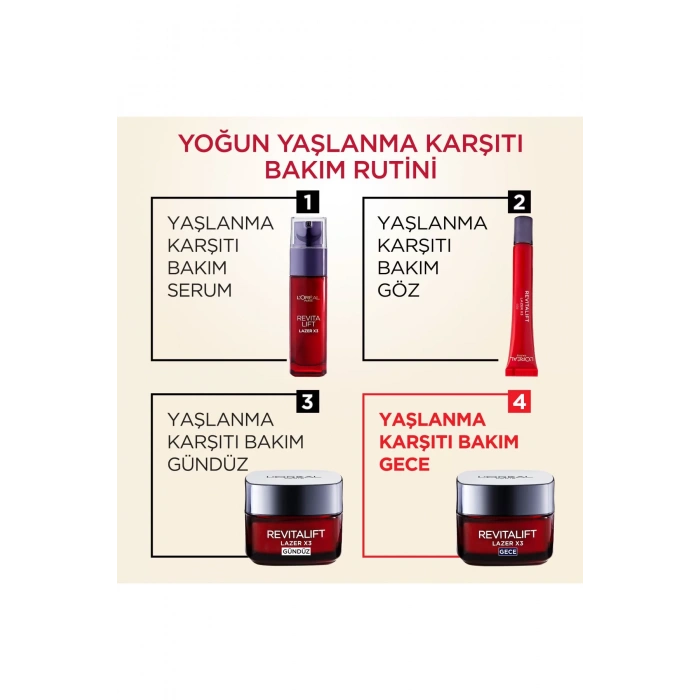 Loreal Paris Revitalift Lazer X3 Yoğun Yaşlanma Karşıtı Gündüz Bakım Kremi + Gece Bakım Kremi 50 ml