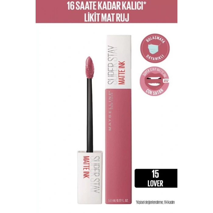 Maybelline New York Super Stay Matte Ink Likit Mat Ruj - 15 Lover - Pembe