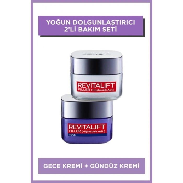 Loreal Paris Revitalift Filler Yoğun Dolgunlaştırıcı Yaşlanma Karşıtı Gece Kremi 50ml + Gündüz Kremi 50 ml