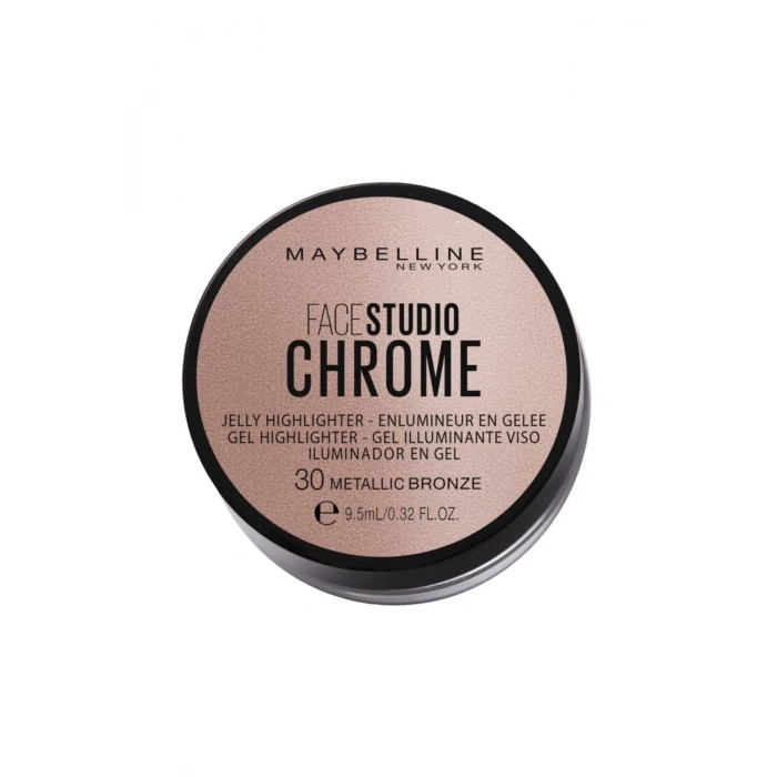 Maybelline New York Face Studio Chrome Jel Aydınlatıcı No: 30 Metallic Bronze