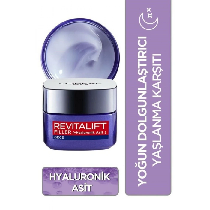 Loreal Paris Revitalift Filler Yoğun Dolgunlaştırıcı Yaşlanma Karşıtı Gece Kremi 50 ml - Hyaluronik Asit