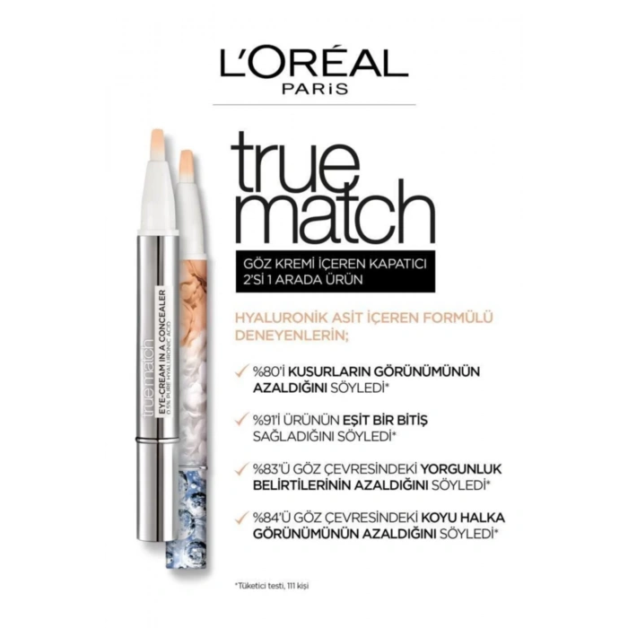 Loreal Paris True Match Göz Kremi İçeren Kapatıcı 2si 1 Arada 1-2R Rose Porcelain