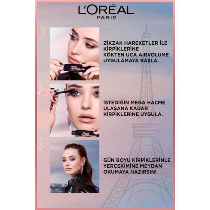 Loreal Paris Air Mega Volume Maskara - 30 Saate Kadar Kalıcı - Ekstra Siyah
