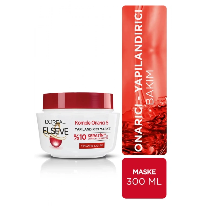 ELSEVE Komple Onarıcı 5 Yıpranmış Saçlar İçin Keratinxs Içeren Yapılandırıcı Maske 300 ml