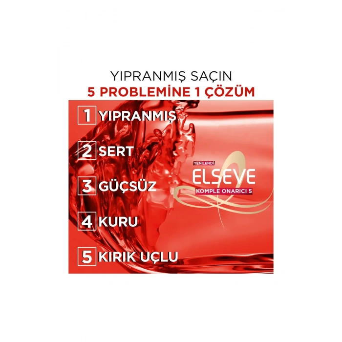 ELSEVE Komple Onarıcı 5 Yıpranmış Saçlar İçin Keratinxs Içeren Yapılandırıcı Maske 300 ml