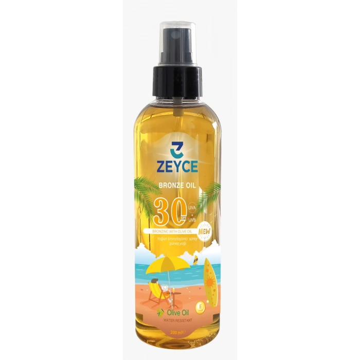 Zeyce Zeytinyağlı Koruyucu Ve Bronzlaştırıcı Güneş Yağı 200 ml, spf: 30