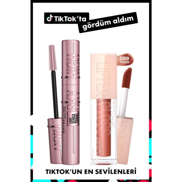 Maybelline New York Lash Sensational Sky High Maskara & Lifter Gloss Nemlendirici Dudak Parlatıcısı- 009 Topaz