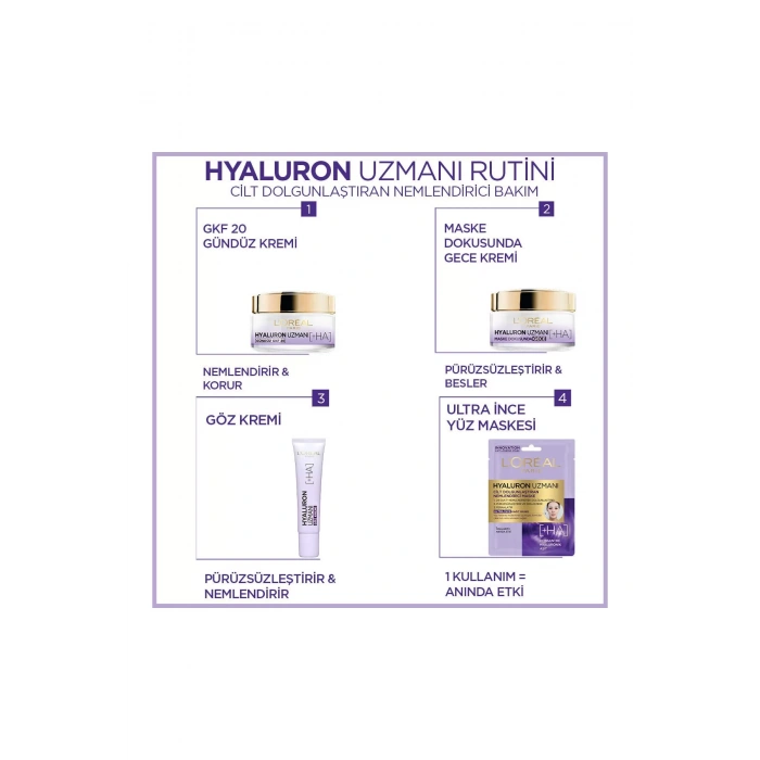 Loreal Paris Hyaluron Uzmanı Cilt Dolgunlaştıran Nemlendirici Gece Kremi - Hyaluronik Asit Loreal