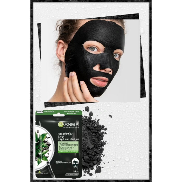 Garnier Skin Naturals Kömürlü Kağıt Yüz Maskesi Siyah Çay