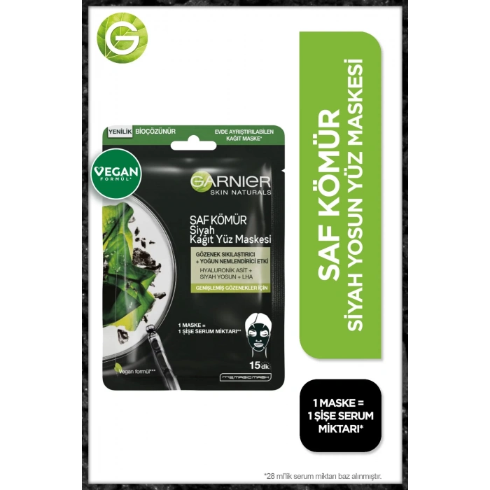 Garnier Siyah Yosunlu Gözenek Sıkılaştırıcı Kağıt Yüz Maskesi 3lü Set