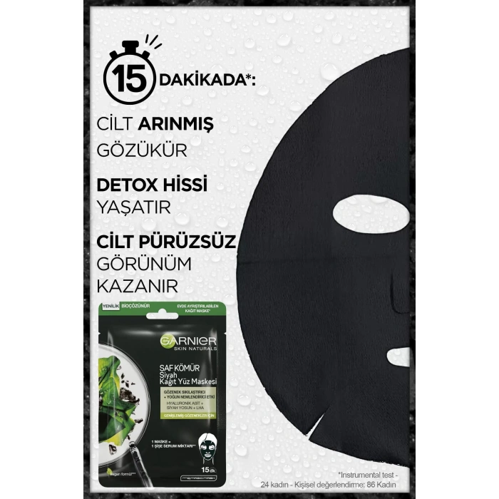 Garnier Siyah Yosunlu Gözenek Sıkılaştırıcı Kağıt Yüz Maskesi 3lü Set
