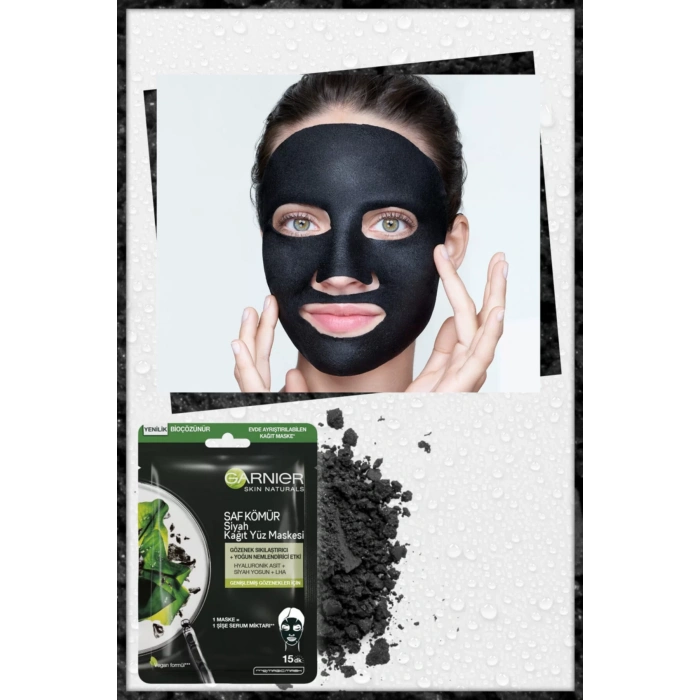 Garnier Skin Naturals Kömürlü Kağıt Yüz Maskesi Siyah Yosun