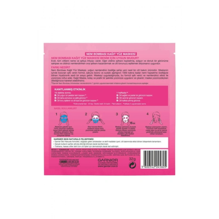 Garnier Nem Bombası Kağıt Maske Sakura