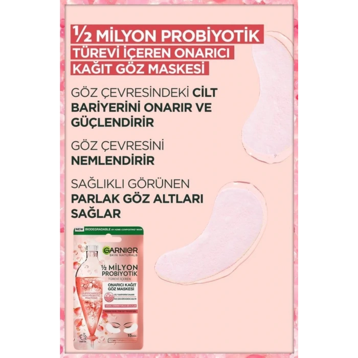 Garnier 1/2 Milyon Probiyotik Türevi İçeren Onarıcı Kağıt Göz Maskesi 3lü Set